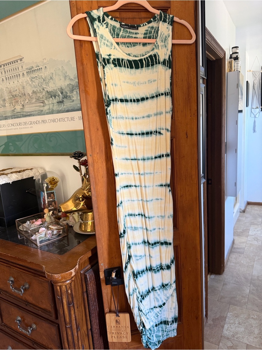 Gypsy 05 Green and White Tie-Dye Maxi Dress